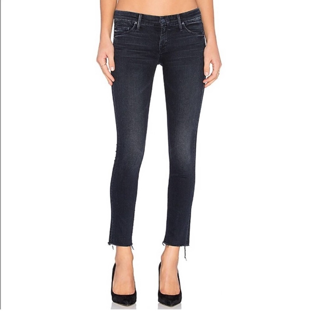 • Mother • The Looker Ankle Fray Skinny Jeans Slightly Sinful Blue 24 Women’s